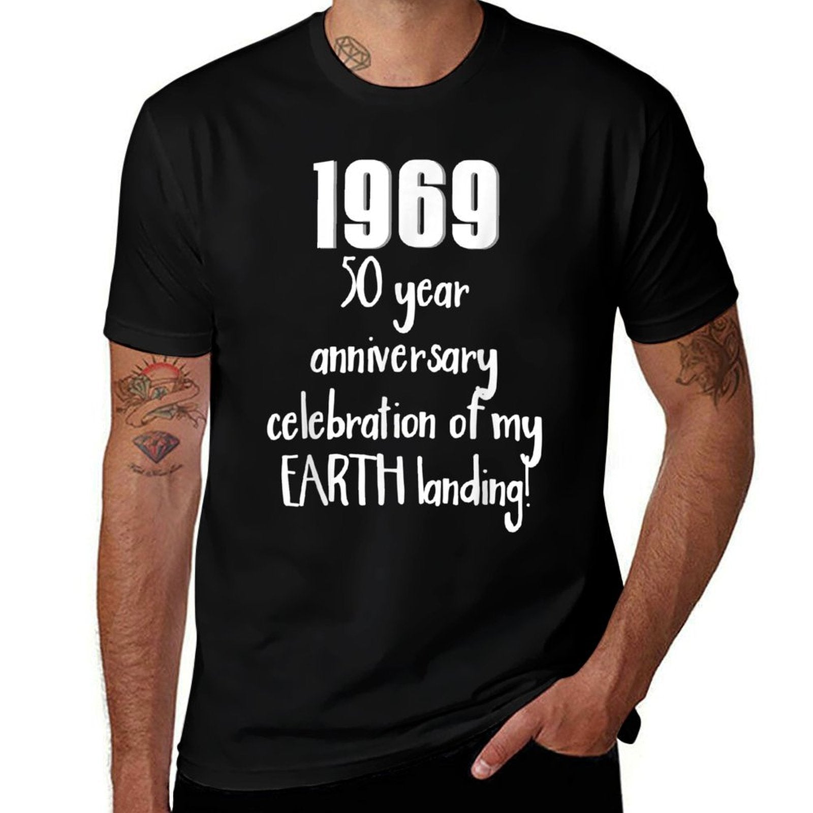 Funny 1969 Moon Landing 50th Birthday Novelty Joke  Trendy Pattern T-Shirt