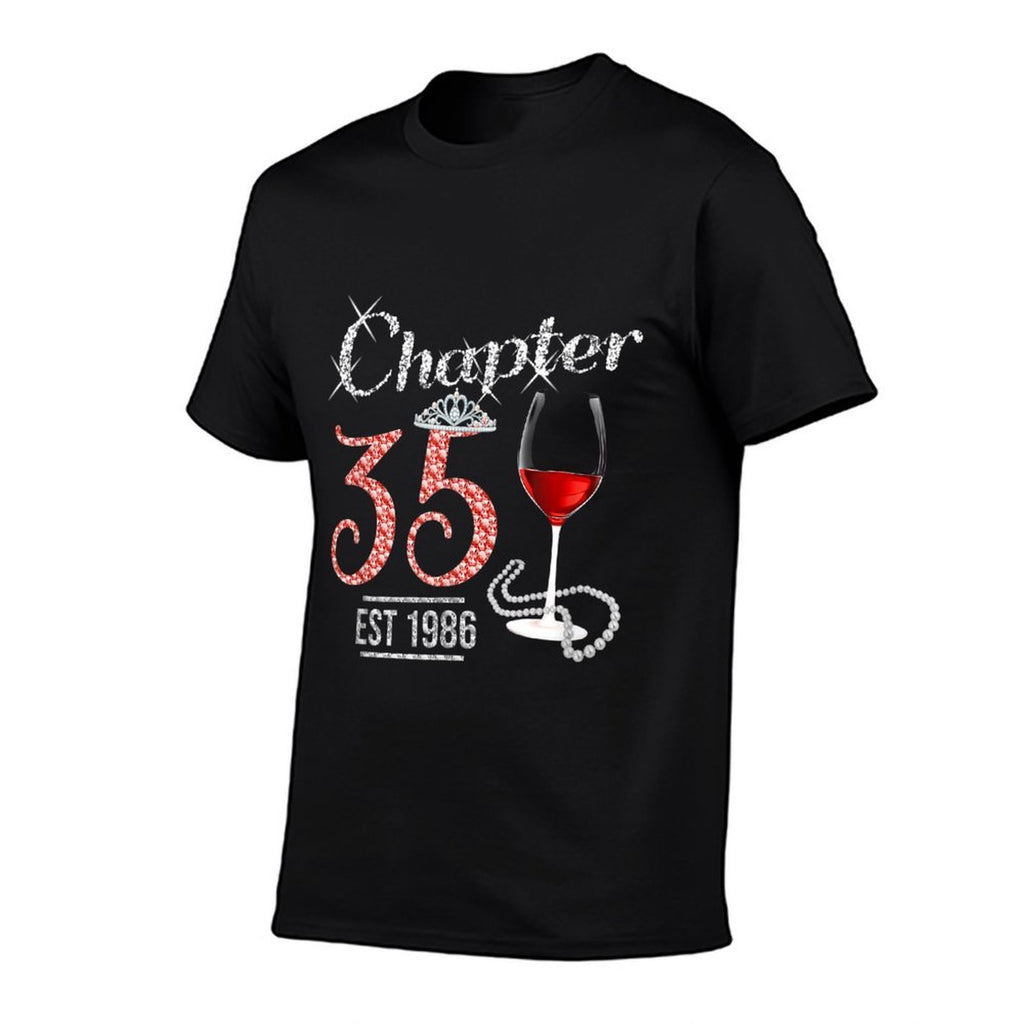 Chapter 35 Years Est 1986 50th Birthday Wine Pink Crown  Quick-drying T-Shirt