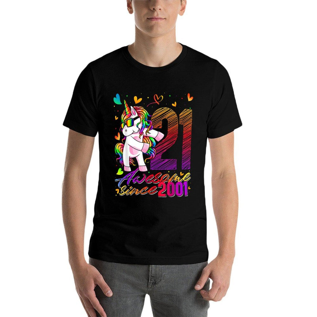21 Years Old Unicorn Flossing 21st Birthday Unicorn Party  Rolled Sleeves T-Shirt