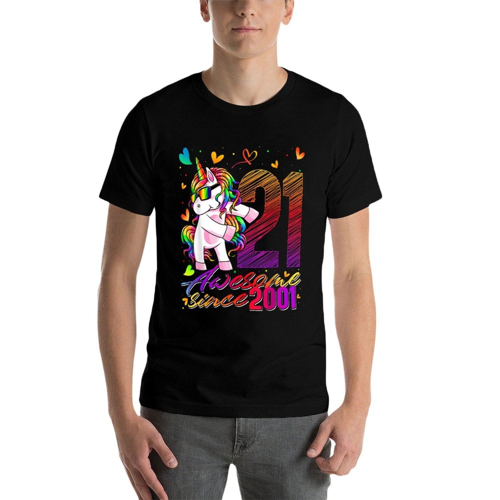 21 Years Old Unicorn Flossing 21st Birthday Unicorn Party  Rolled Sleeves T-Shirt