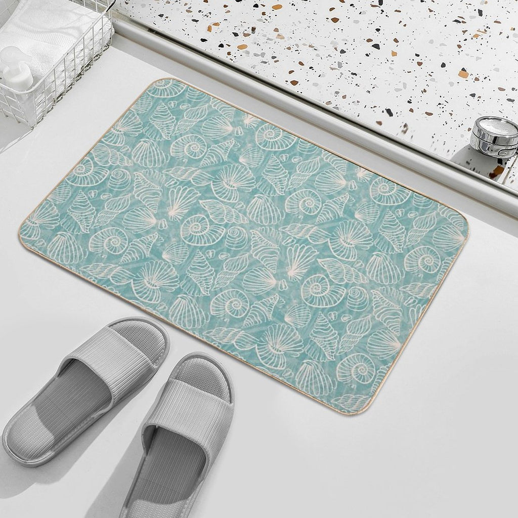 Summer Seashell - Blue Vintage Holiday Season - Relax  Multi-Purpose Bath Mat