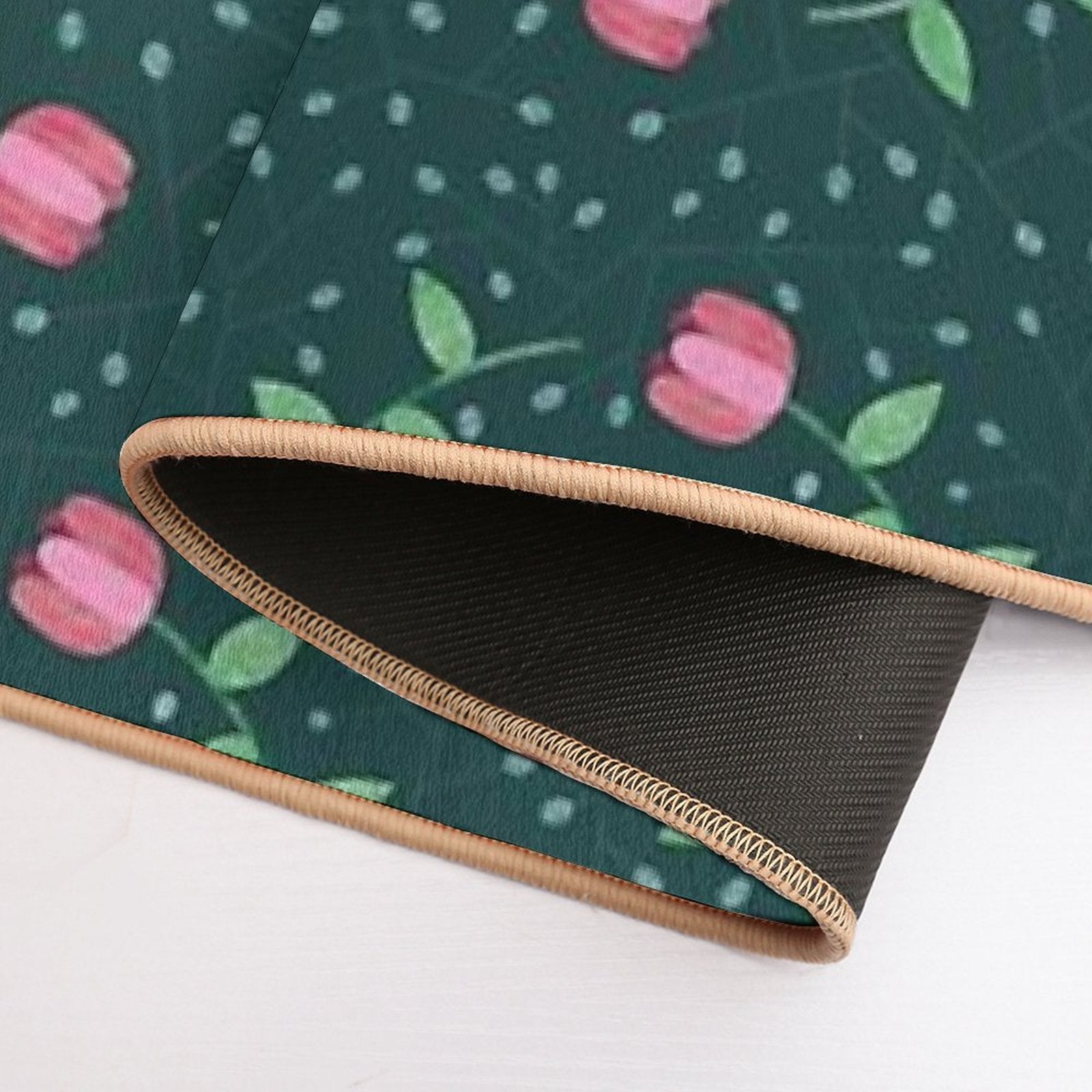 Roses in Circles  Easy Maintenance Bath Mat