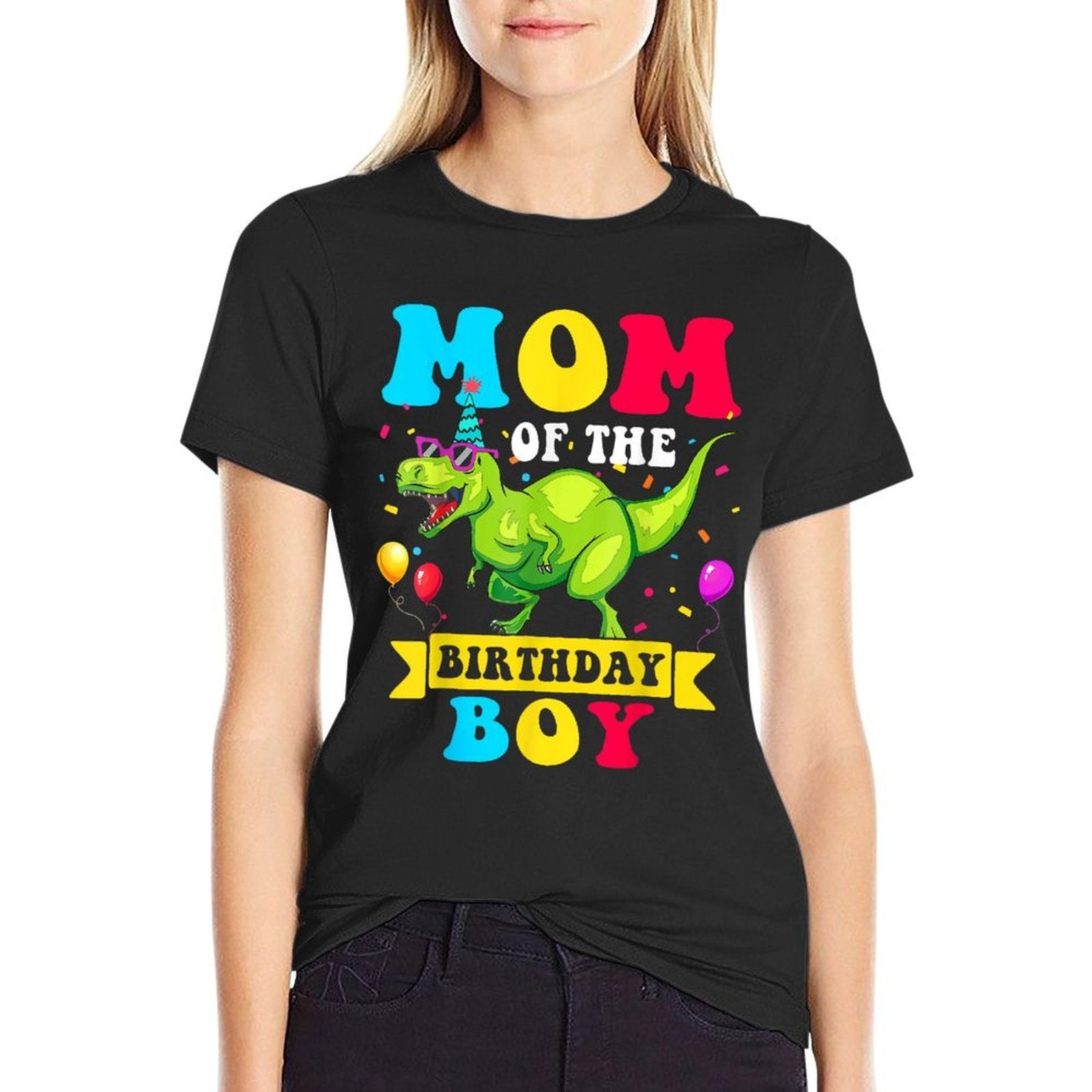 Mom of The Birthday Boy Dinosaur Raptor Funny  Tagless Design T-Shirt