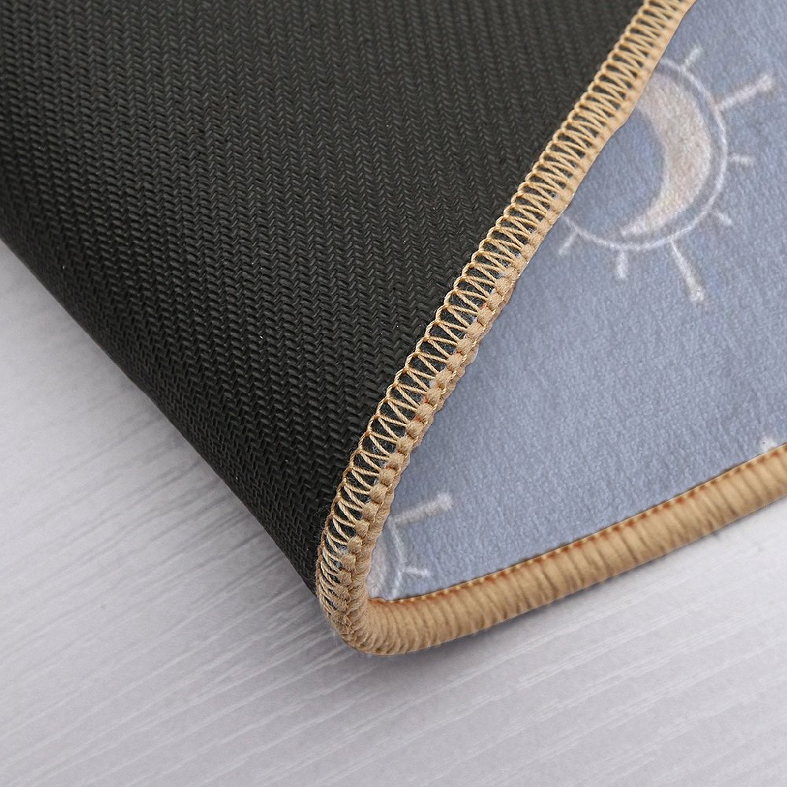 Cosmic Sun And Moon Design Soft Aesthetic In Muted Colors Pigeon Blue  Long-Lasting Bath Mat