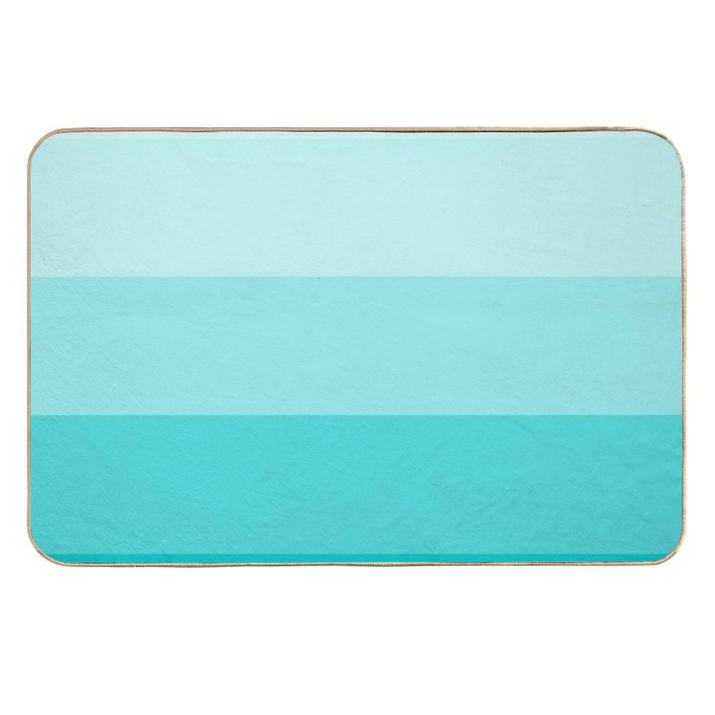 Turquoise Gradient Stripes Minimalist Pattern (Bright Robins Egg Blue)  Repositionable Bath Mat