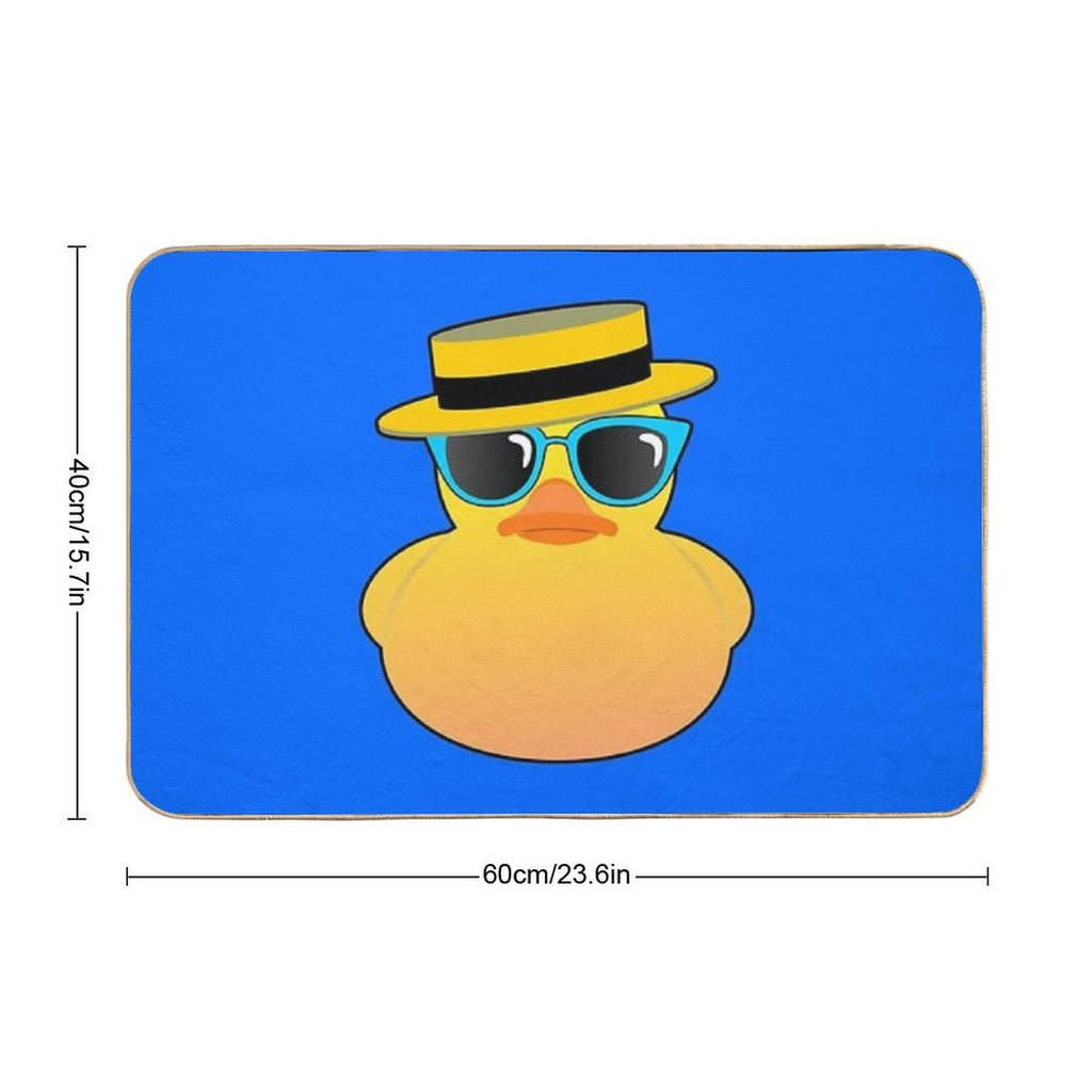 Rubber Duck Ducky Wearing Boater Hat And Sunglasses  Fade-Resistant Bath Mat