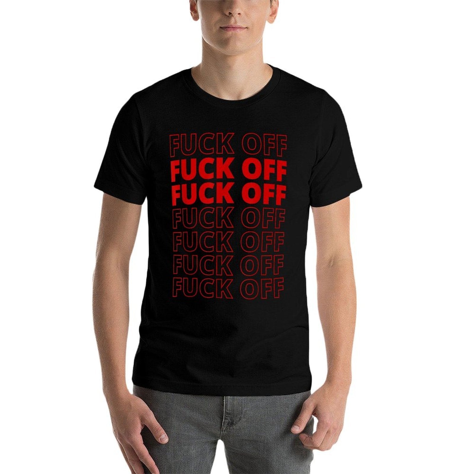 Funny Fuck Off Aesthetic Red Modern Meme Design  Odor-resistant T-Shirt