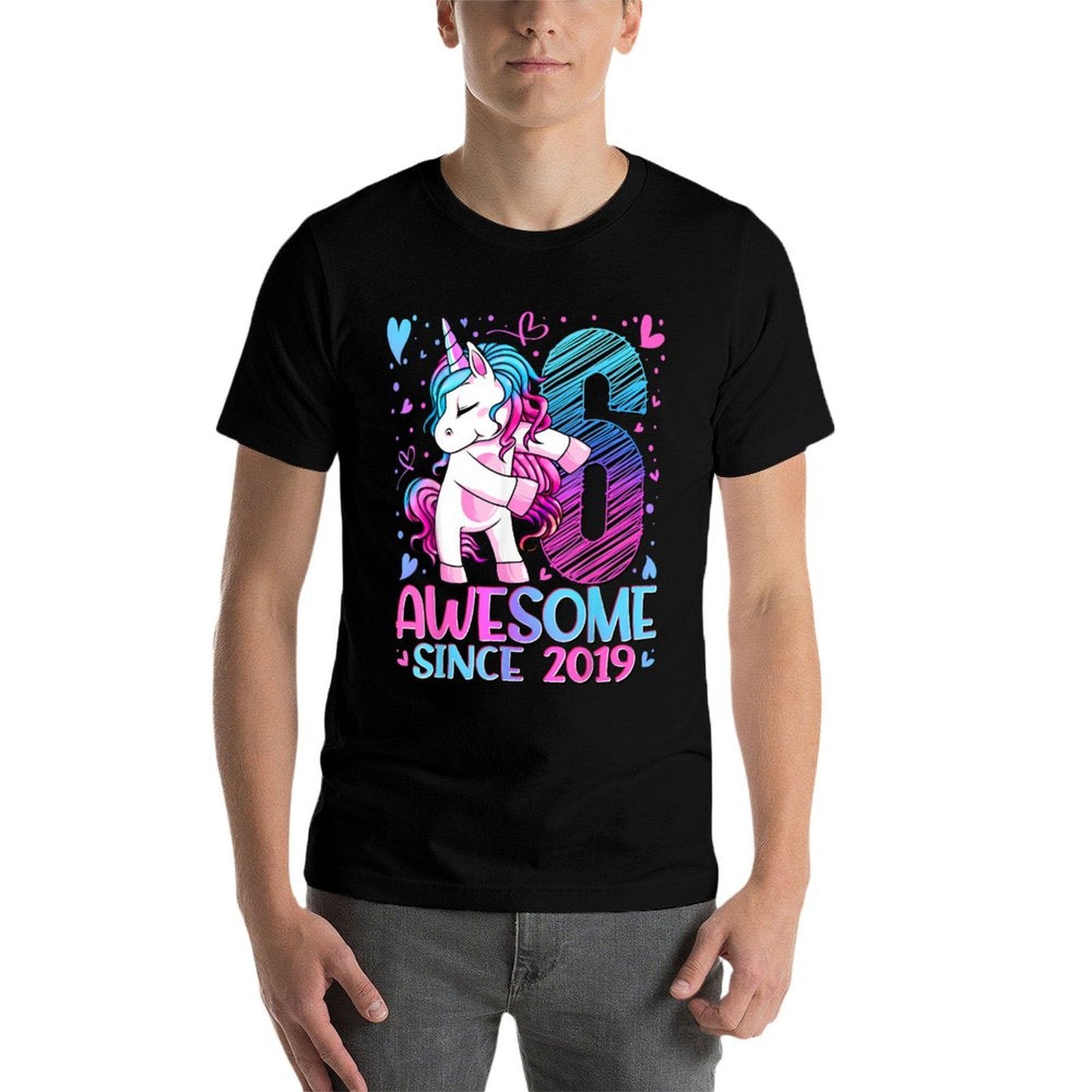 6 Year Old Unicorn Gifts For Girls 6th Birthday Girl Party  Polyester Blend T-Shirt