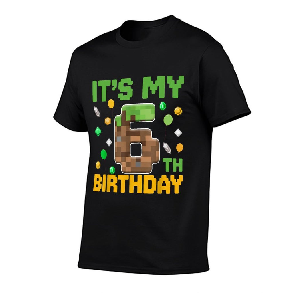 Kids It's My 6th Birthday Video Game Pixel Birthday Boy  Tagless Design T-Shirt