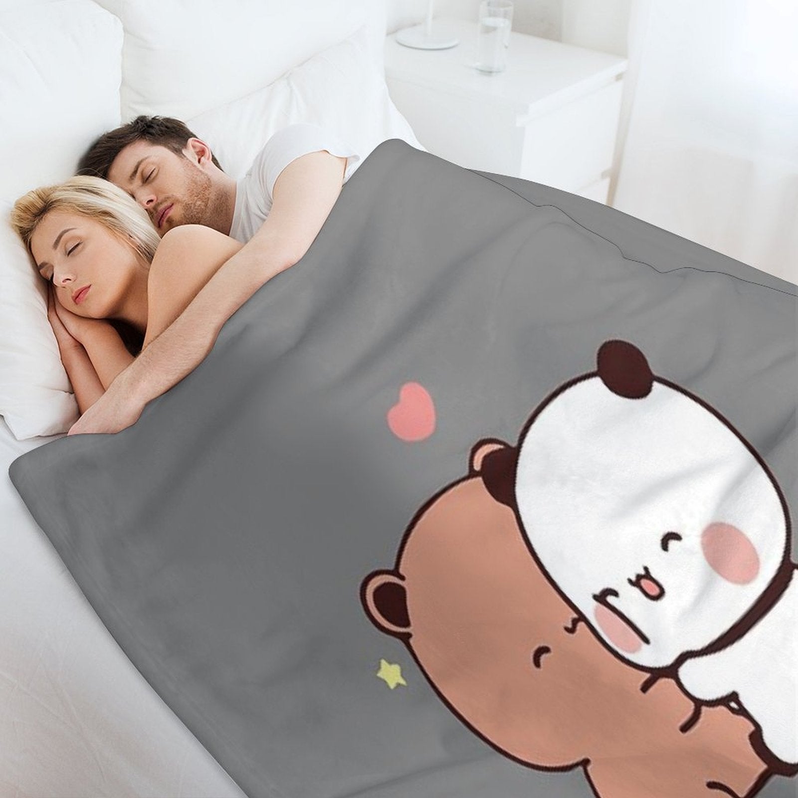 DuDu Bear And BuBu Panda’s Love❤️ Shrink-resistant Throw Blanket