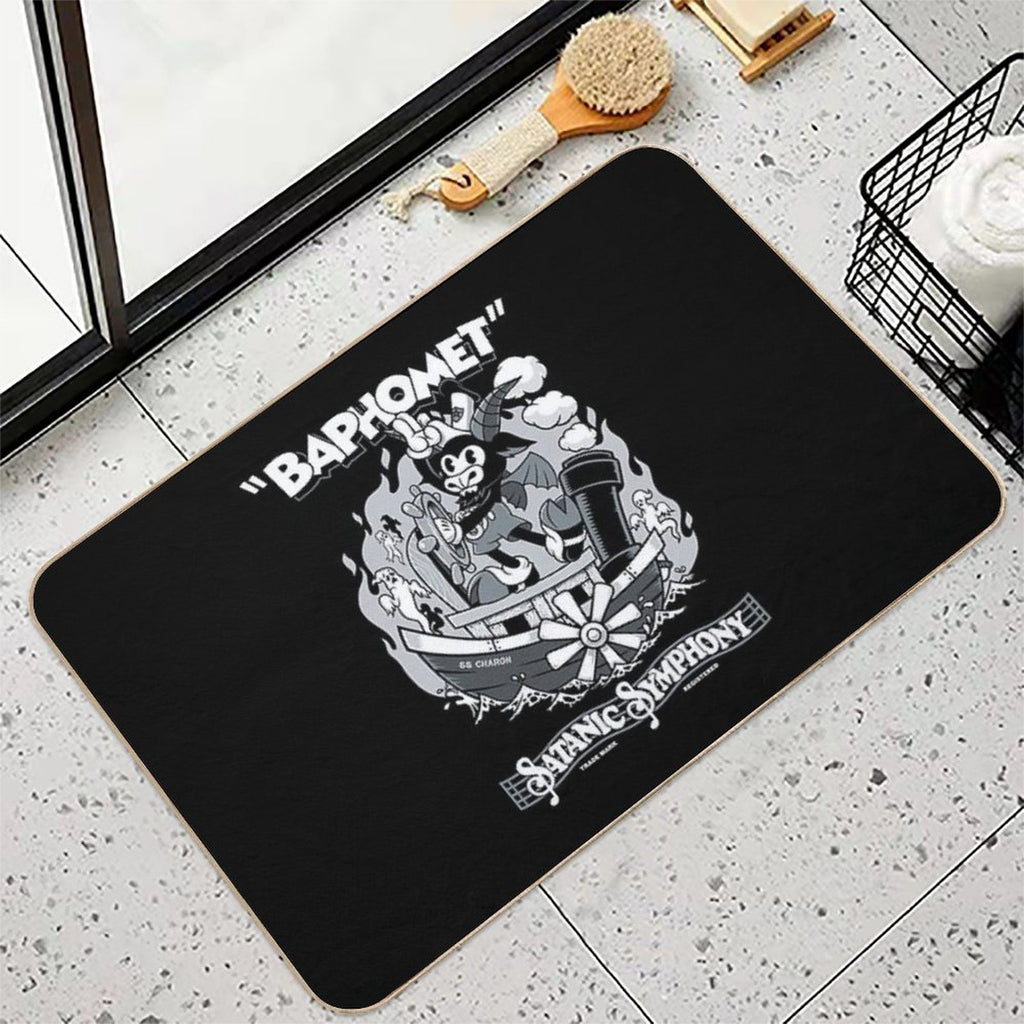 Vintage Cartoon Baphomet - Steamboat Baphy - Occult - Satanic Symphony  Rapid-Drying Bath Mat