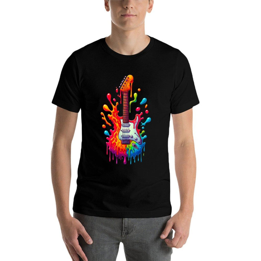 Colorful Electric Guitar Tie Dye Splash Cool Guitar Pick  Affordable Price T-Shirt