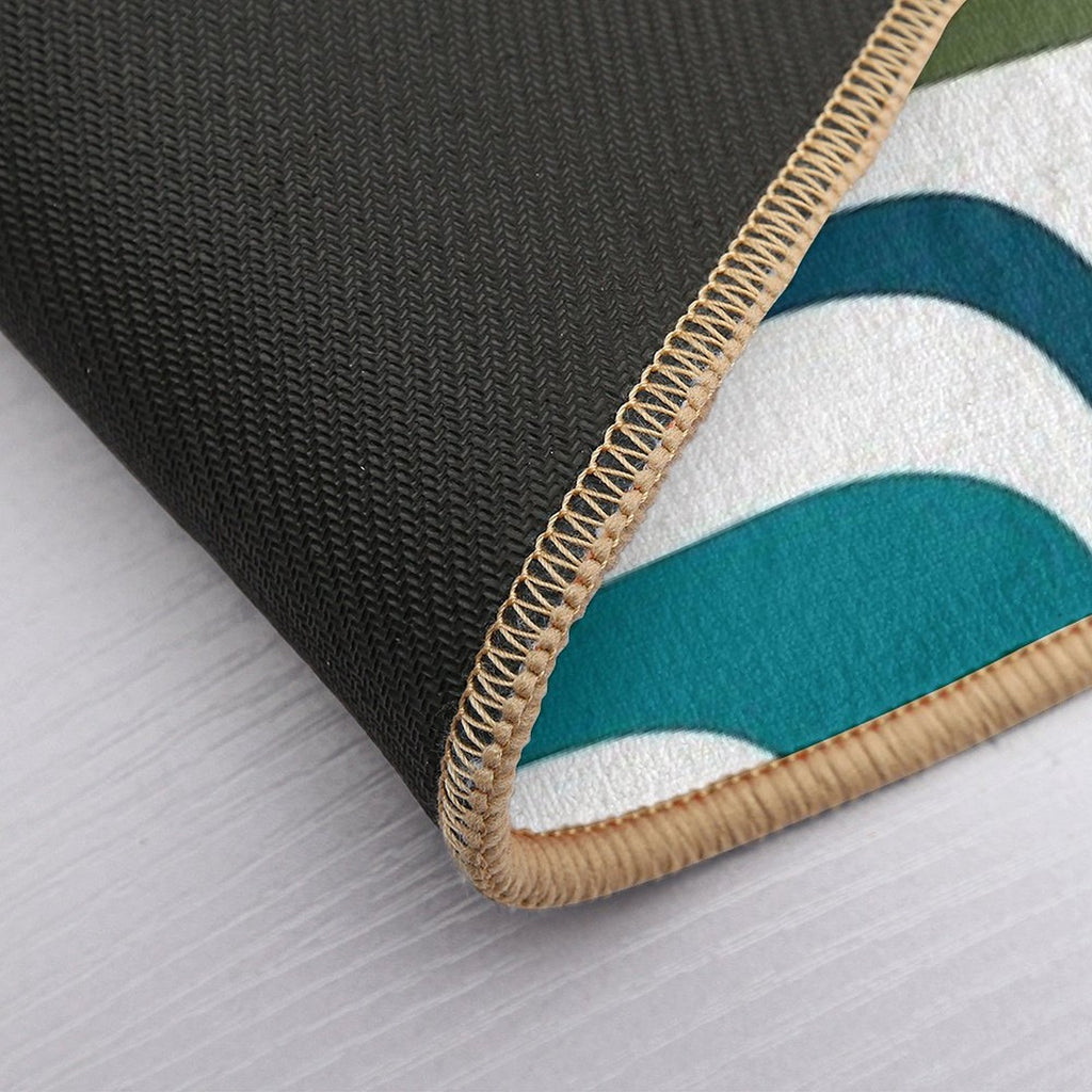 Palm Springs Retro Midcentury Modern Abstract Pattern in Moroccan Teal, Mustard, Orange, Olive And White  Versatile Bath Mat