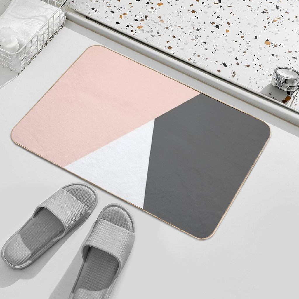Elegant Blush Pink & Grey Geometric Triangles  Odorless Bath Mat