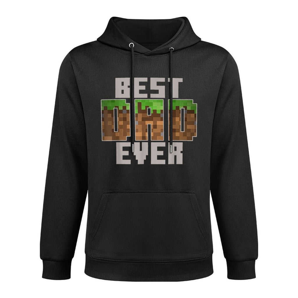 Pixel Block Best Dad Ever Earth Grass Funny Gamer Art Adjustable Hood Hoodie