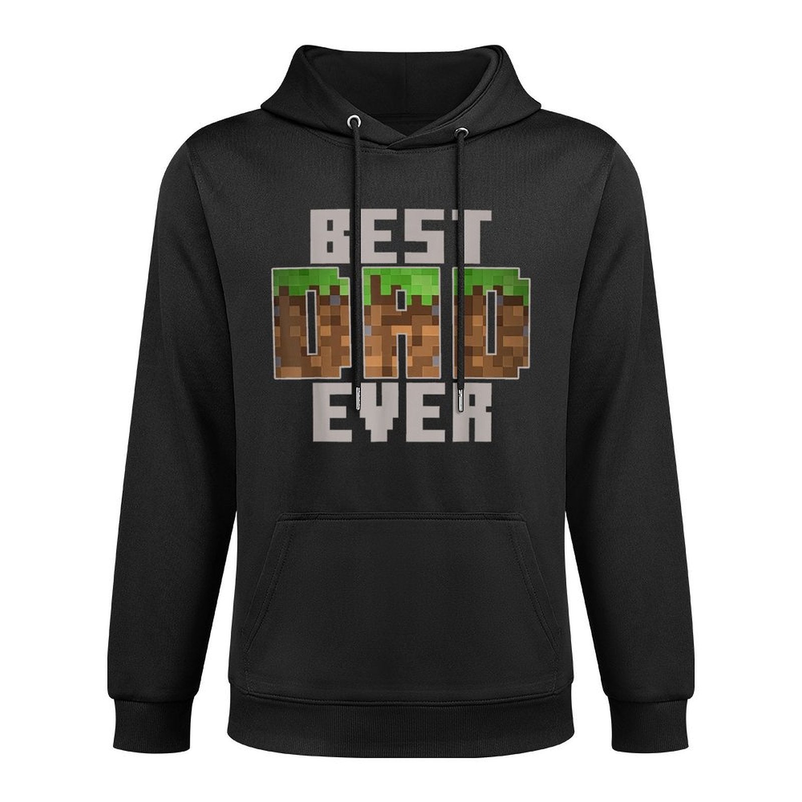 Pixel Block Best Dad Ever Earth Grass Funny Gamer Art Adjustable Hood Hoodie