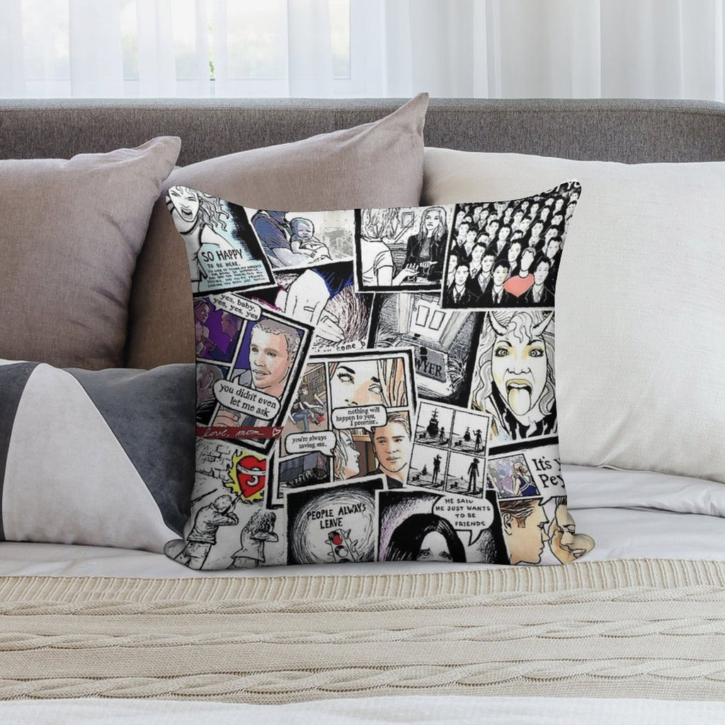 Peyton's Artwork Collage Soft Reinforced Edging Throw Pillow