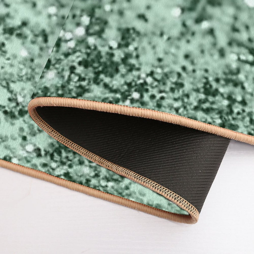 Silver Pastel Mint Green Ocean Glam #1 (Photo of Glitter Only - Not Reflective)  Long-Lasting Bath Mat
