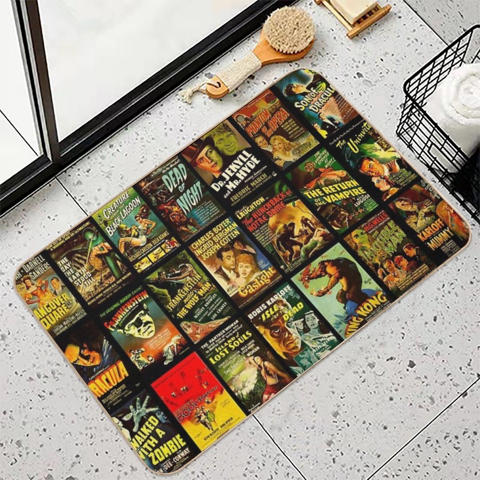Vintage Classic Horror Monster Movie Posters  Rapid-Drying Bath Mat