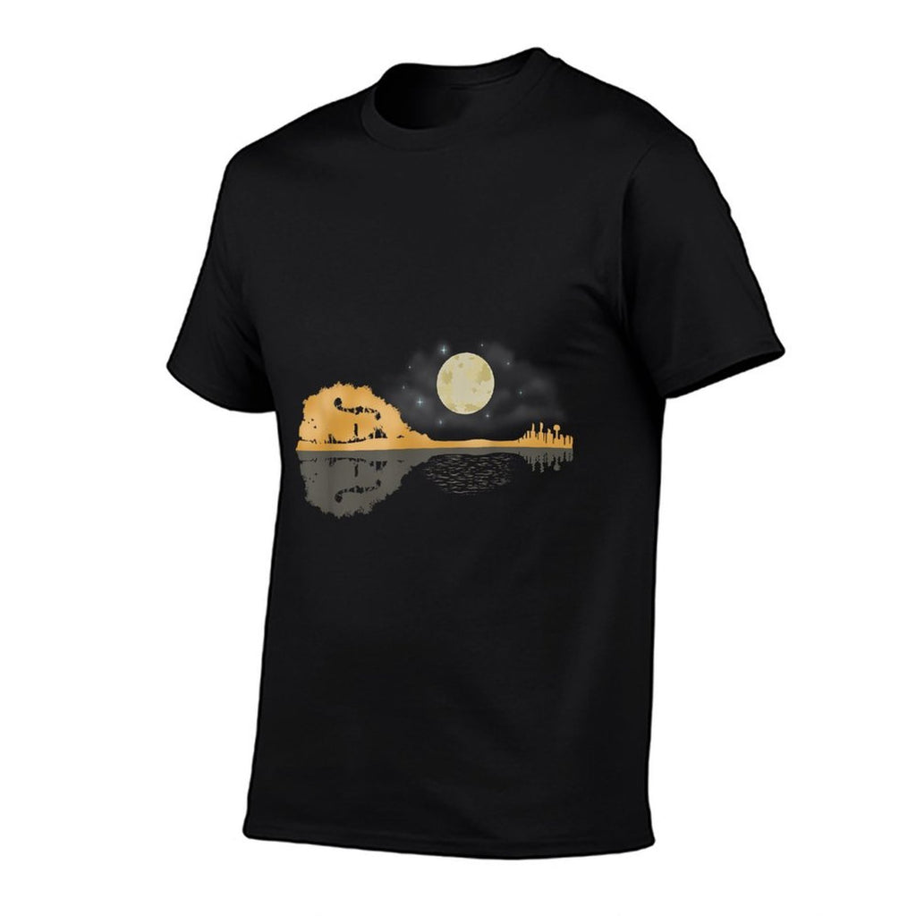 Mandolin Men Country Music Tshirt Moon Bluegrass  Ribbed Collar T-Shirt