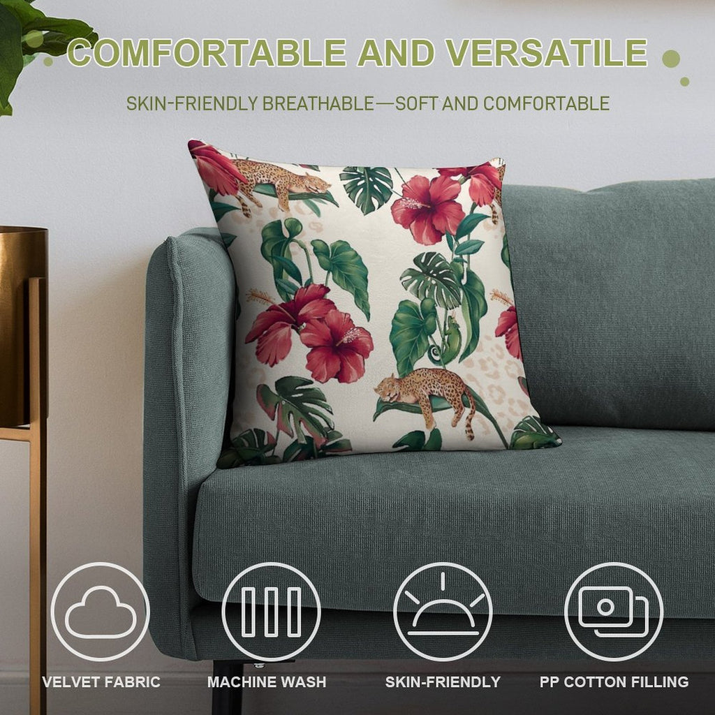 The White Lotus Wallpaper Soft Short Plush Fabric Throw Pillow