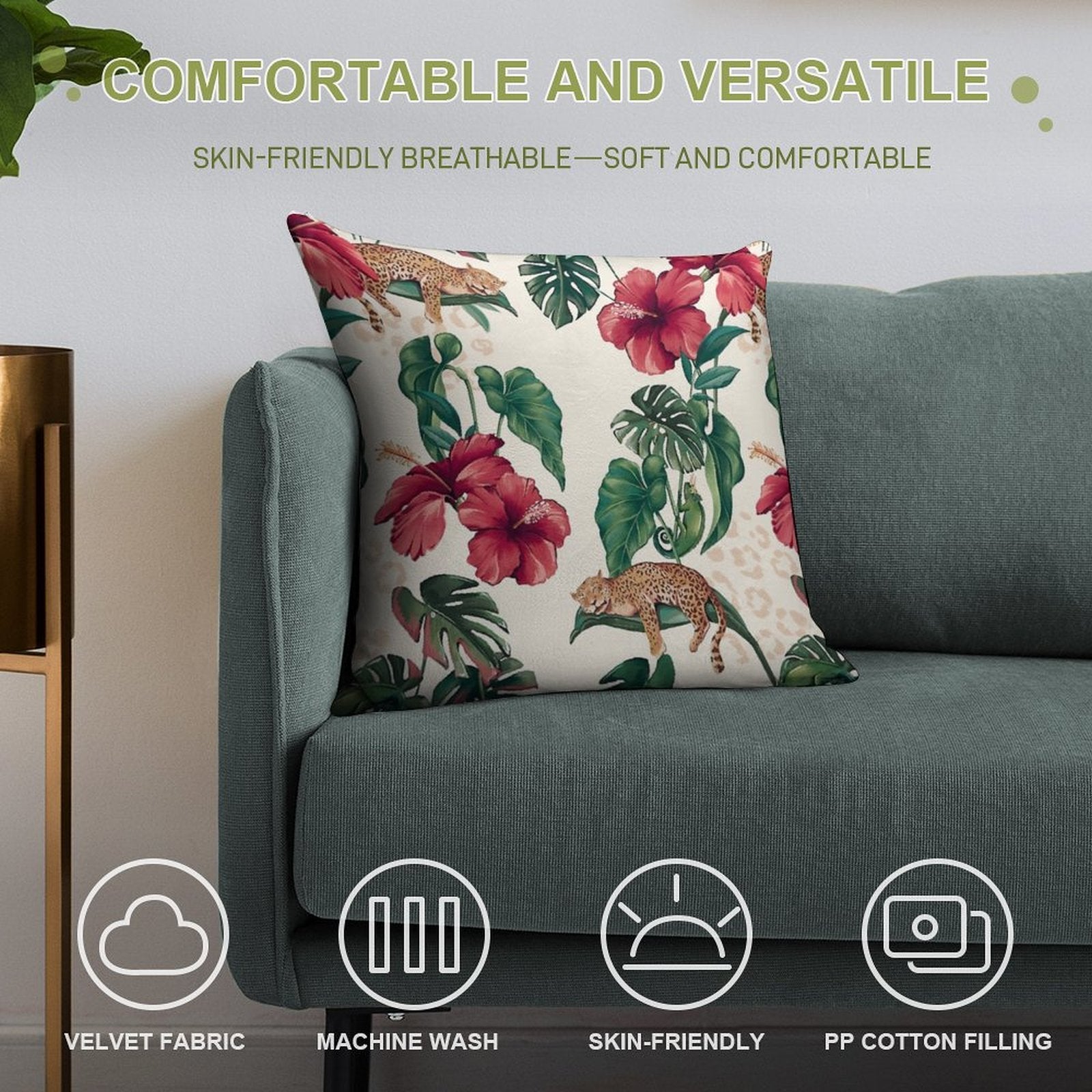 The White Lotus Wallpaper Soft Short Plush Fabric Throw Pillow
