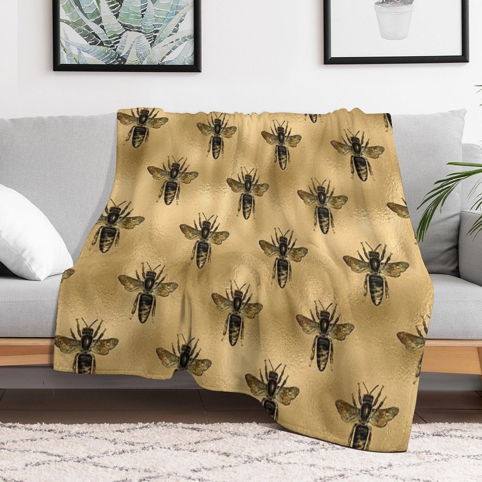 Black Bees Premium Throw Blanket