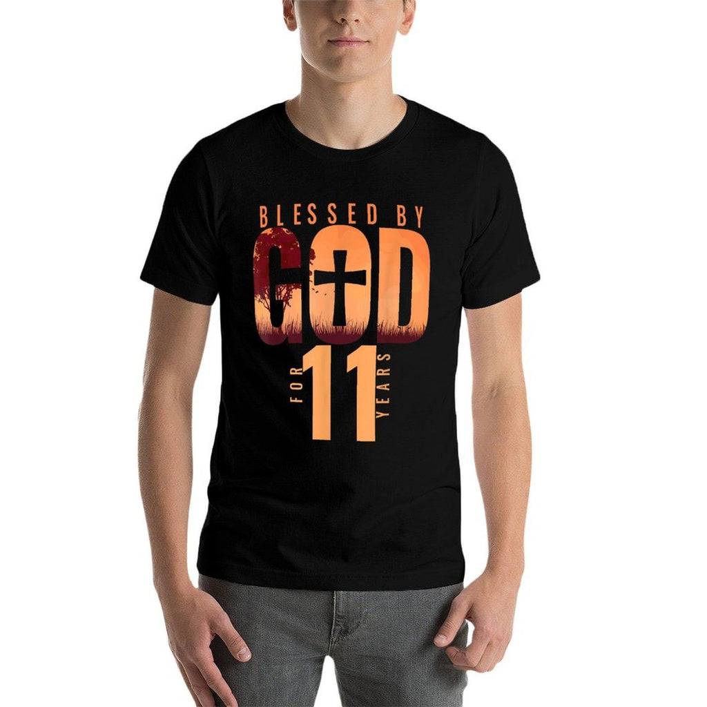 Blessed By God For 11 Years 11th Birthday Religious Theme  Wrinkle-resistant T-Shirt
