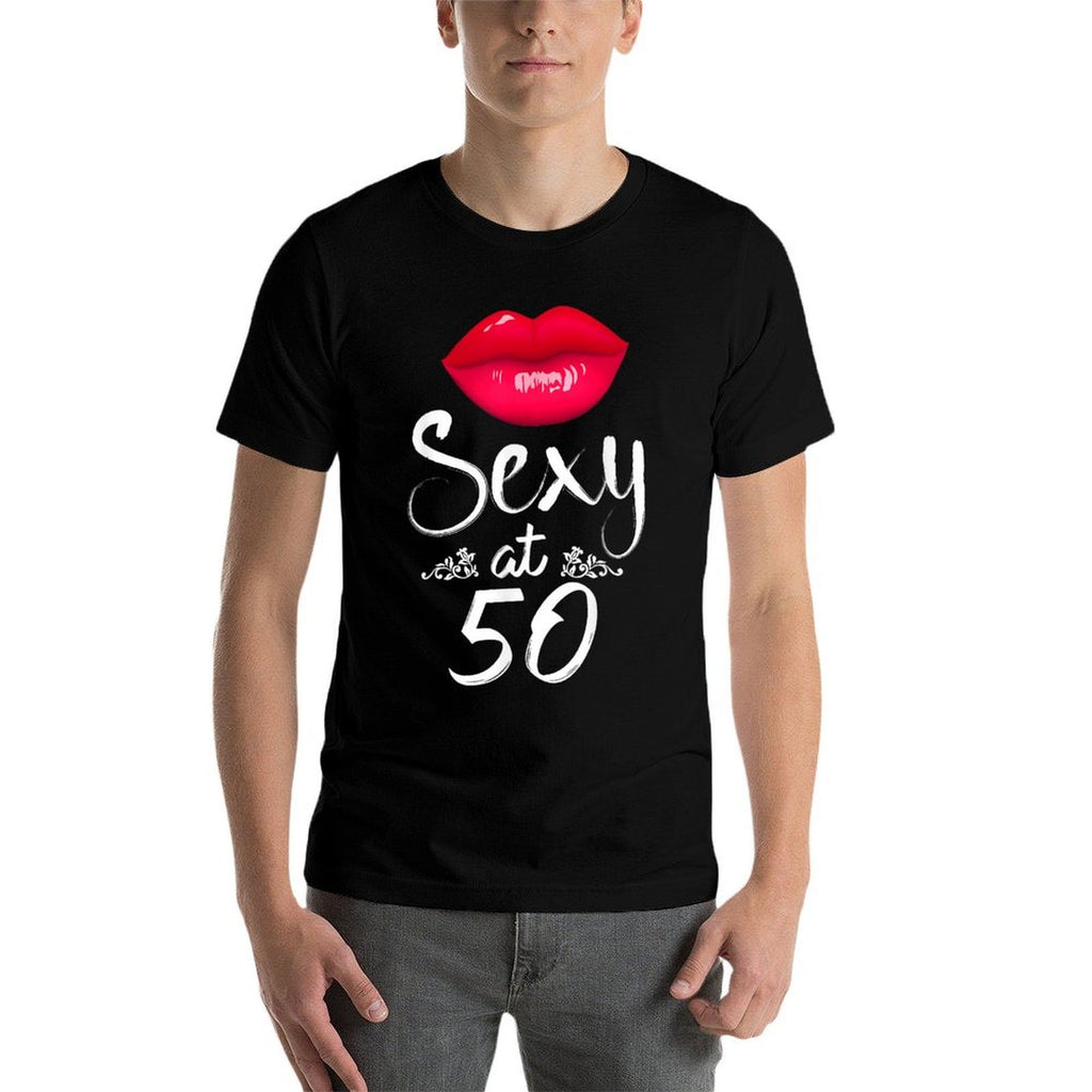 50th Birthday Gift Tshirt Sexy at 50 Shirt 50 Year Old  Polyester Blend T-Shirt
