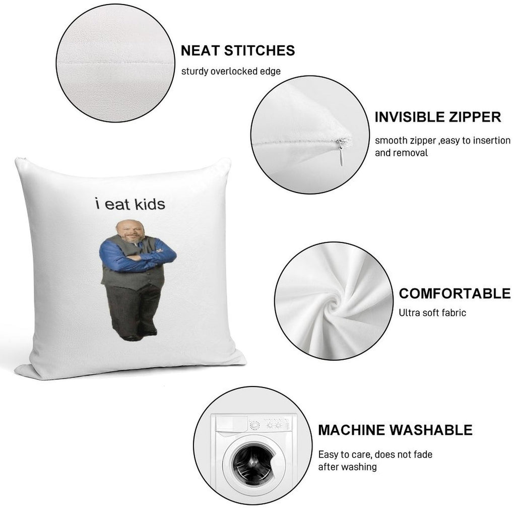 Bertram Eats Kids Soft Hidden Zipper Throw Pillow