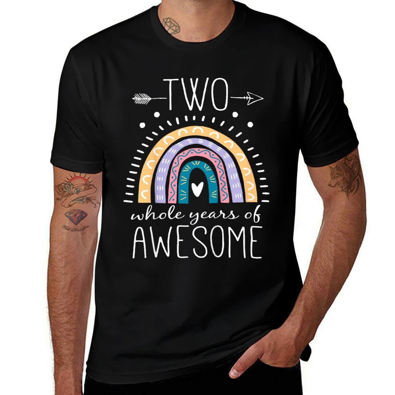 Kids Two Whole Years Of Awesome 2 Year Old Gifts 2nd BDay Rainbow  Stretchy T-Shirt