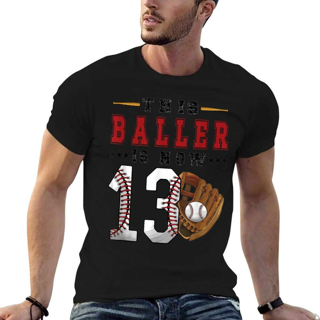 13th Birthday Baseball Boy Thirteen Year Old Baseball Player  Durable T-Shirt
