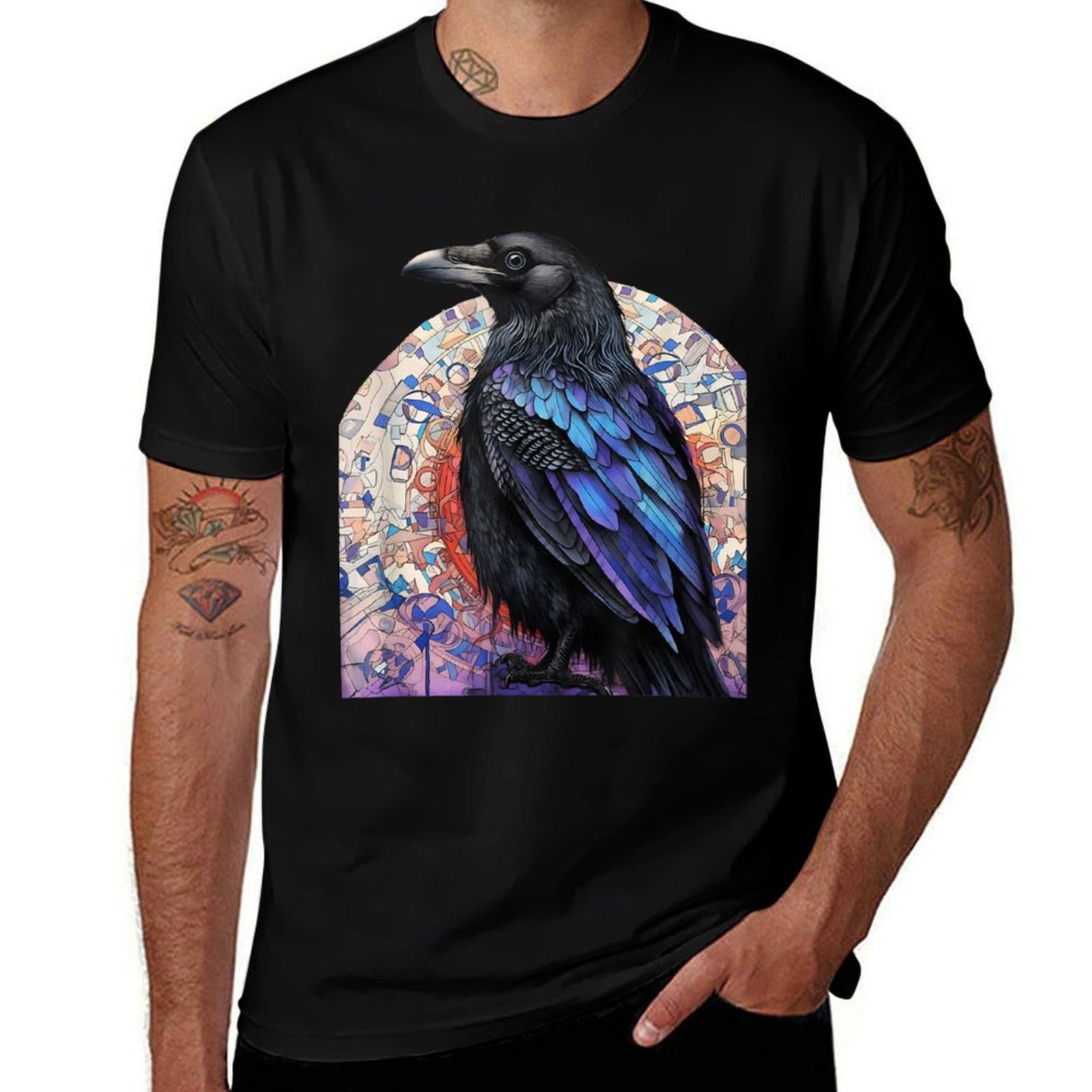 Crow And Raven Bird Lovers Mandala Style Design For Birders  Moisture-wicking T-Shirt