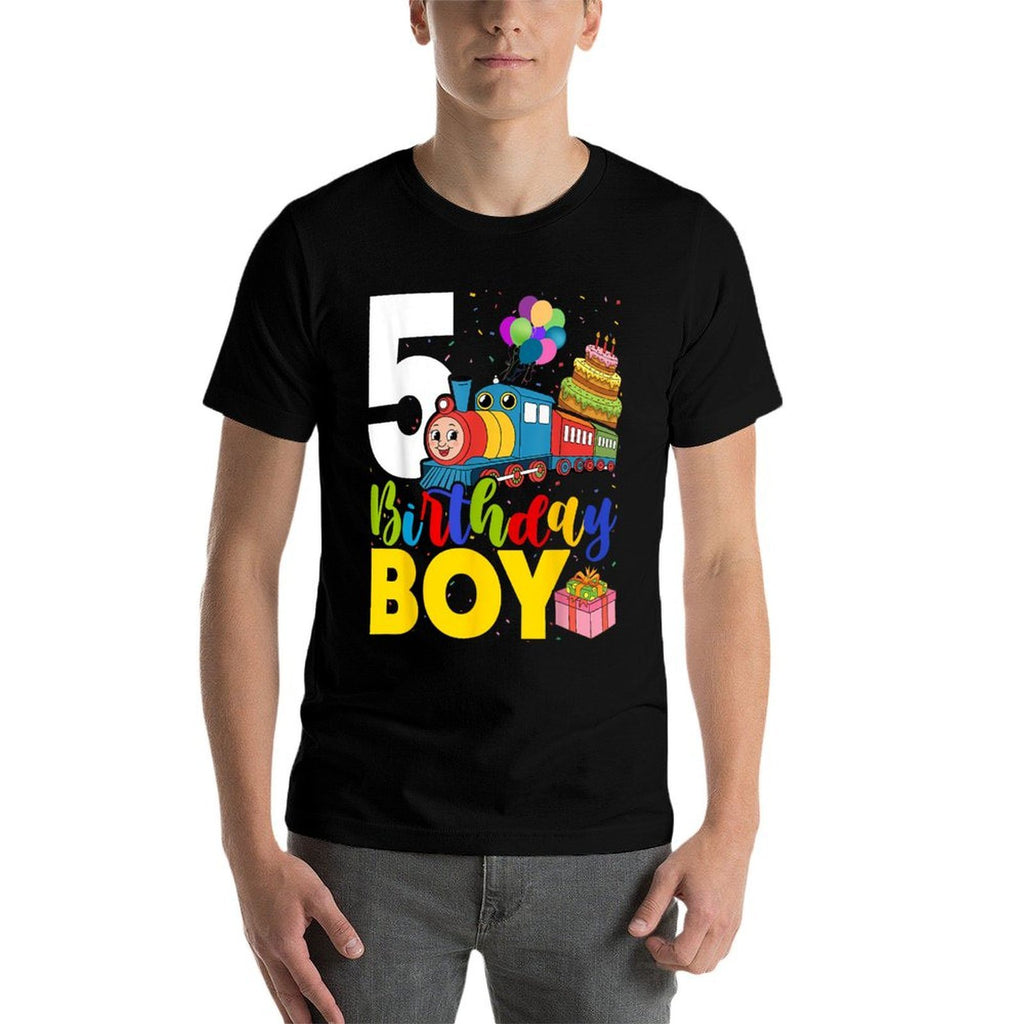 Kids 5th Birthday Train Boys 5 Years Old I'm Five  Durable T-Shirt