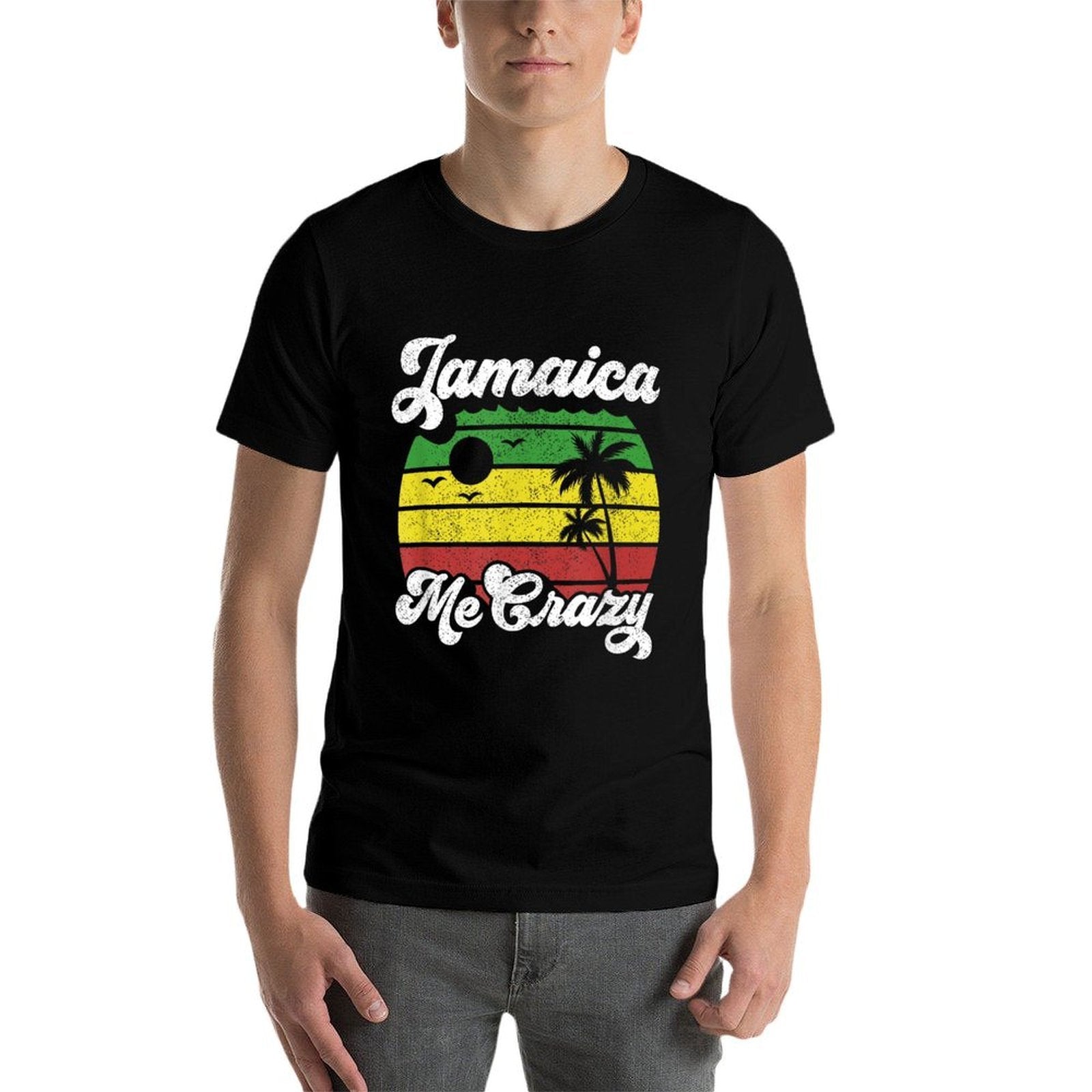 Jamaica Me Crazy Rasta Roots Rock Reggae Jamaican Retro Gift  Wrinkle-resistant T-Shirt