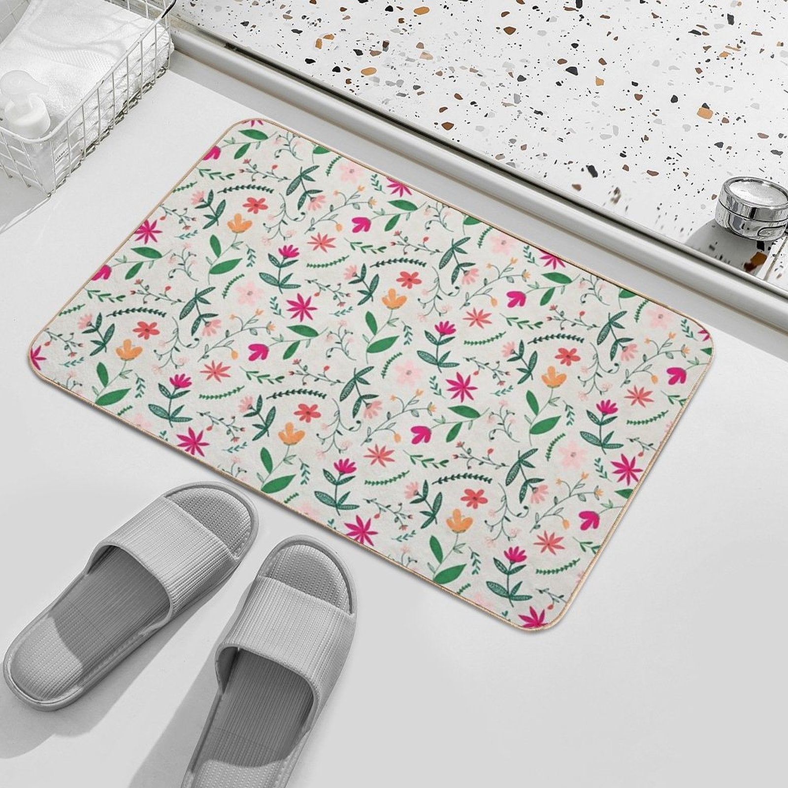 Floral Seamless Pattern  Pet-Safe Bath Mat