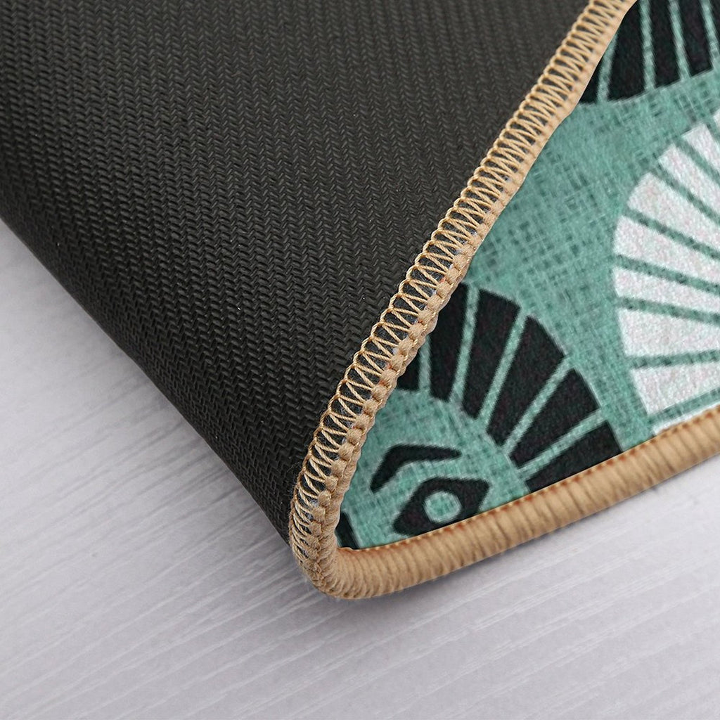 Mid Century Modern Atomic Sunburst 335 Mint Green And Black  Long-Lasting Bath Mat