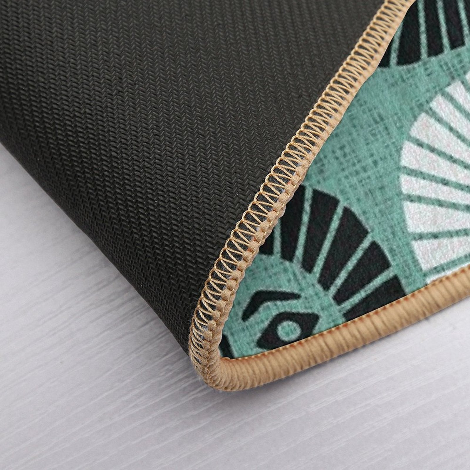 Mid Century Modern Atomic Sunburst 335 Mint Green And Black  Long-Lasting Bath Mat