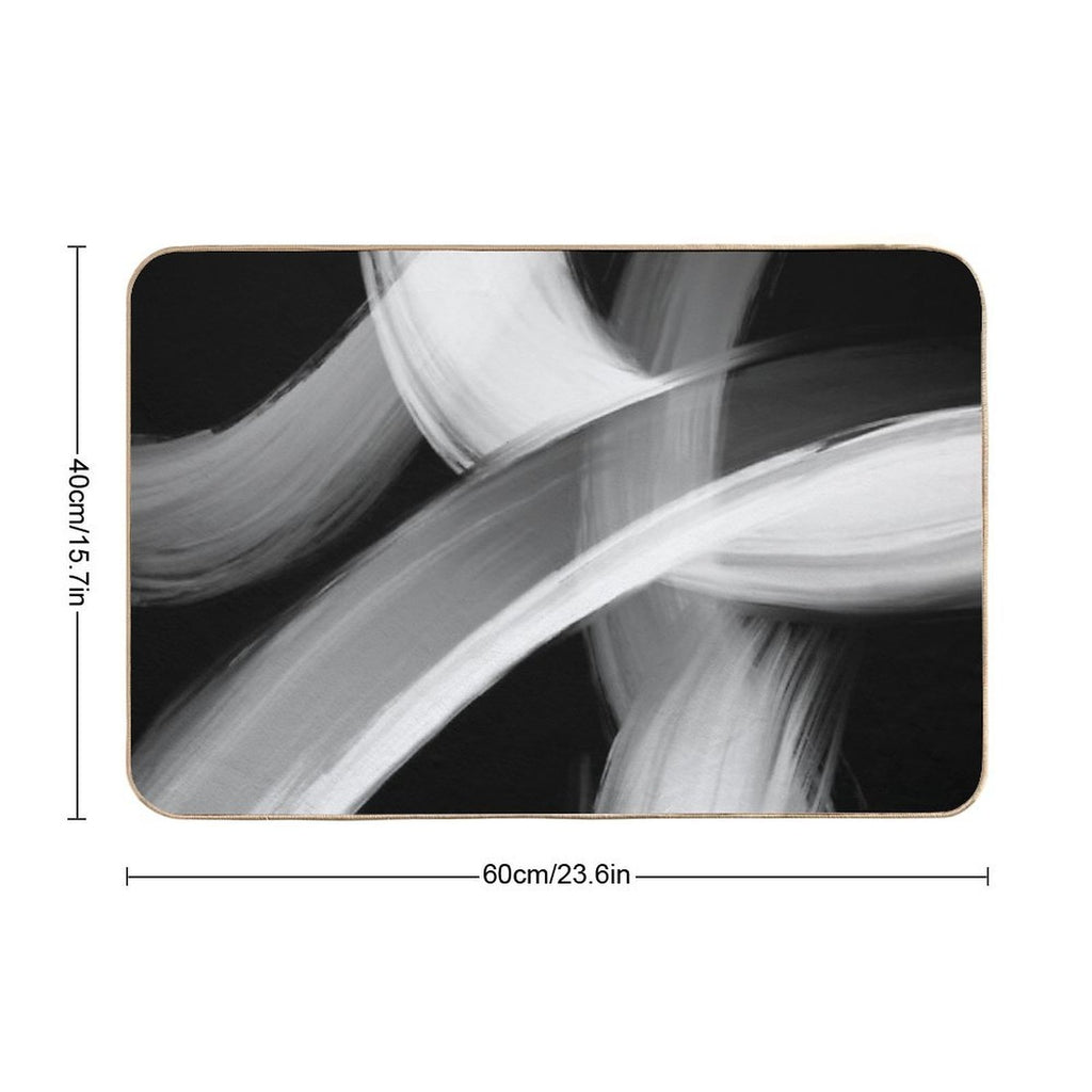 Black And White Fine Art Painted Abstract  Slip-Resistant Bath Mat