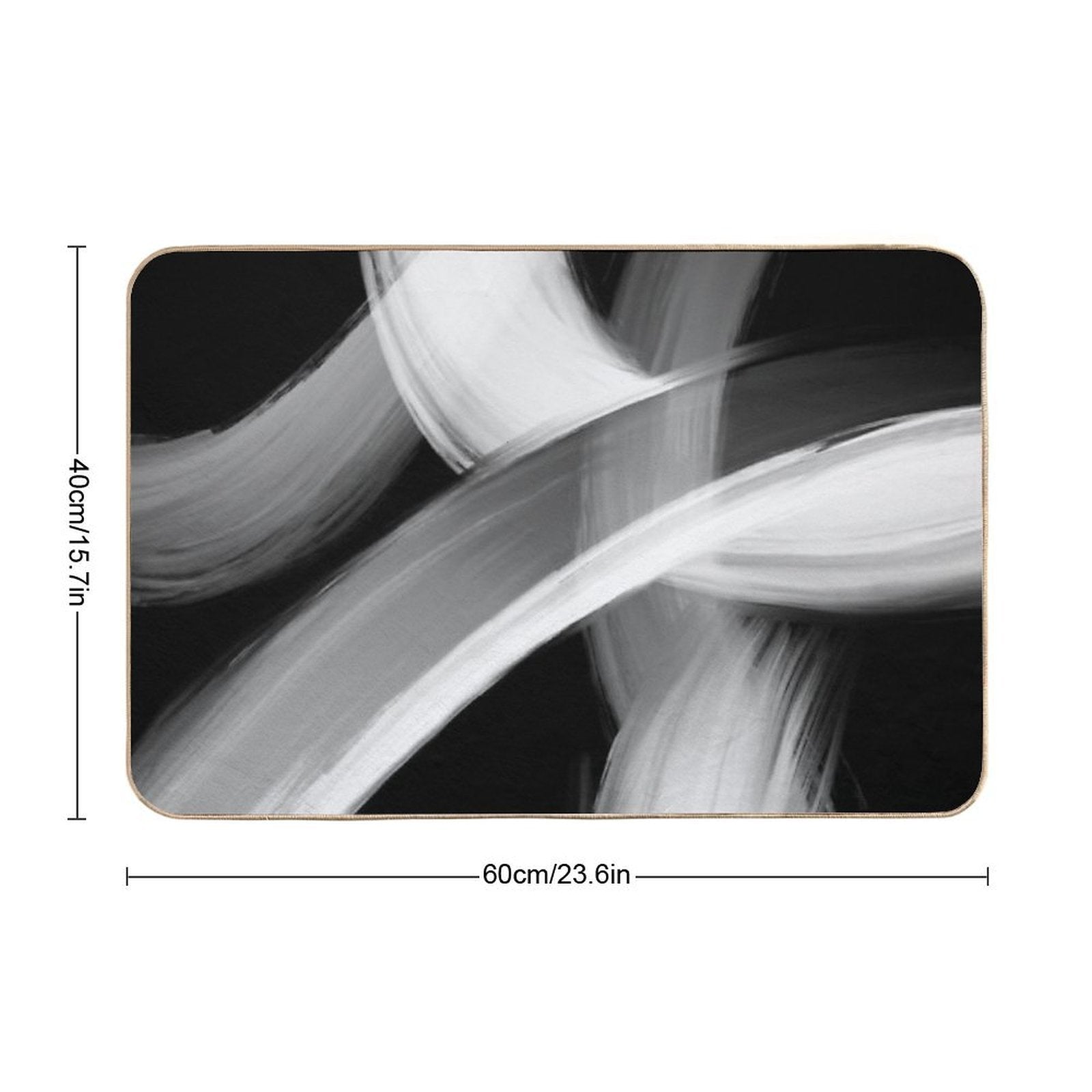 Black And White Fine Art Painted Abstract  Slip-Resistant Bath Mat