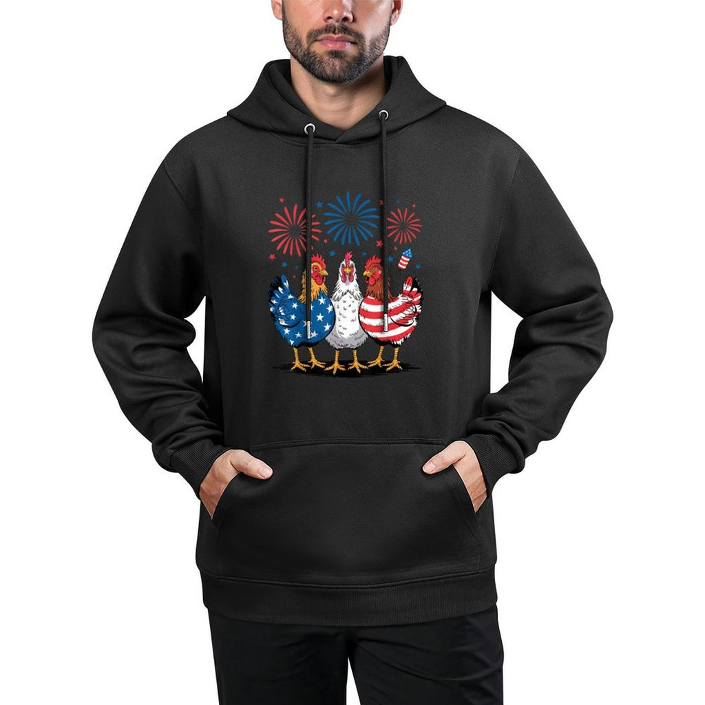 Funny Patriotic Chickens USA 4th of July Chicken Lover Breathable Fabric Hoodie