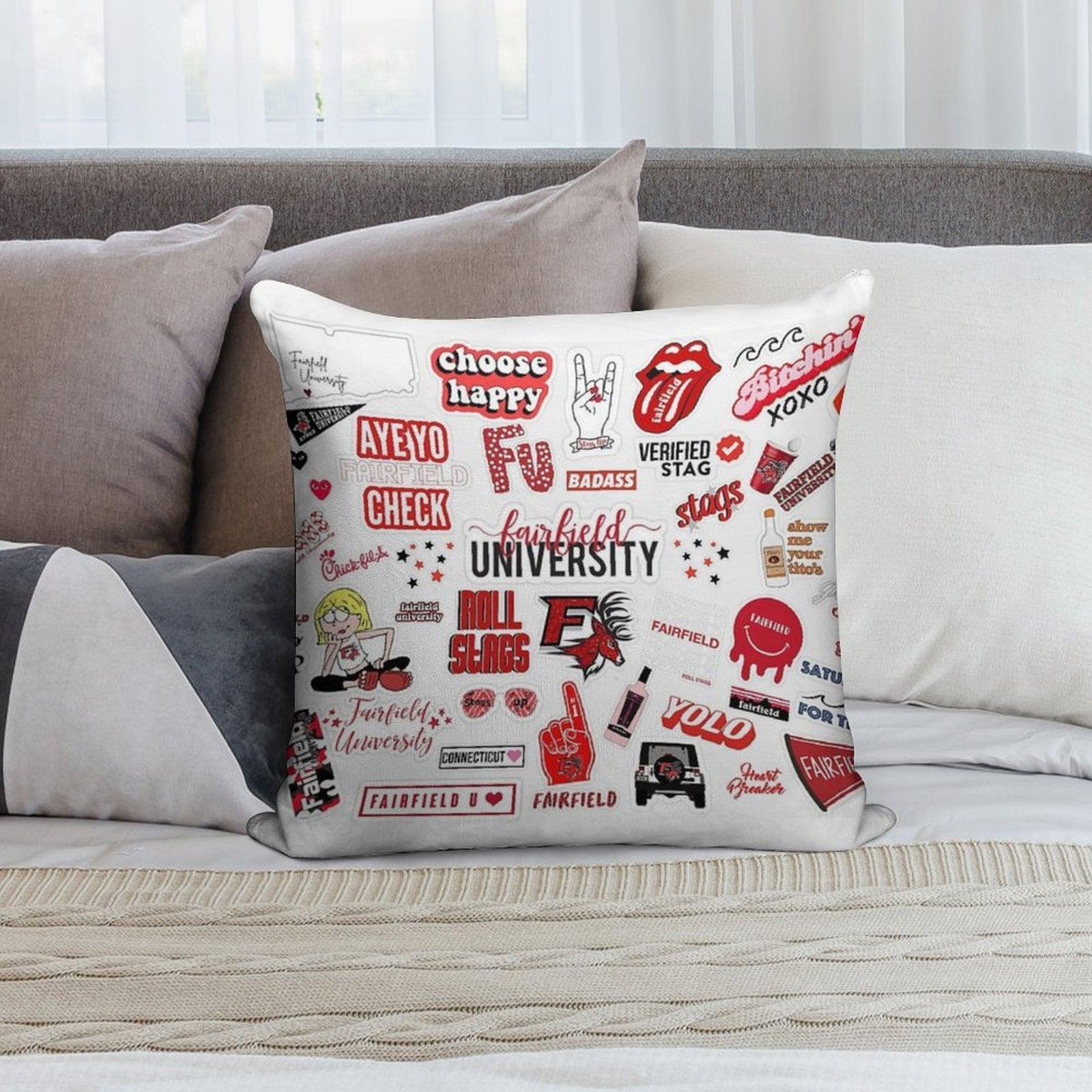 Fairfield University Soft Decorative Cover Throw Pillow