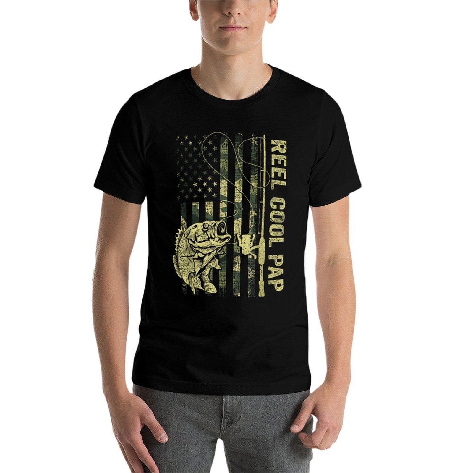 Reel Cool Pap Camouflage American Fathers Day  Relaxed-fit T-Shirt