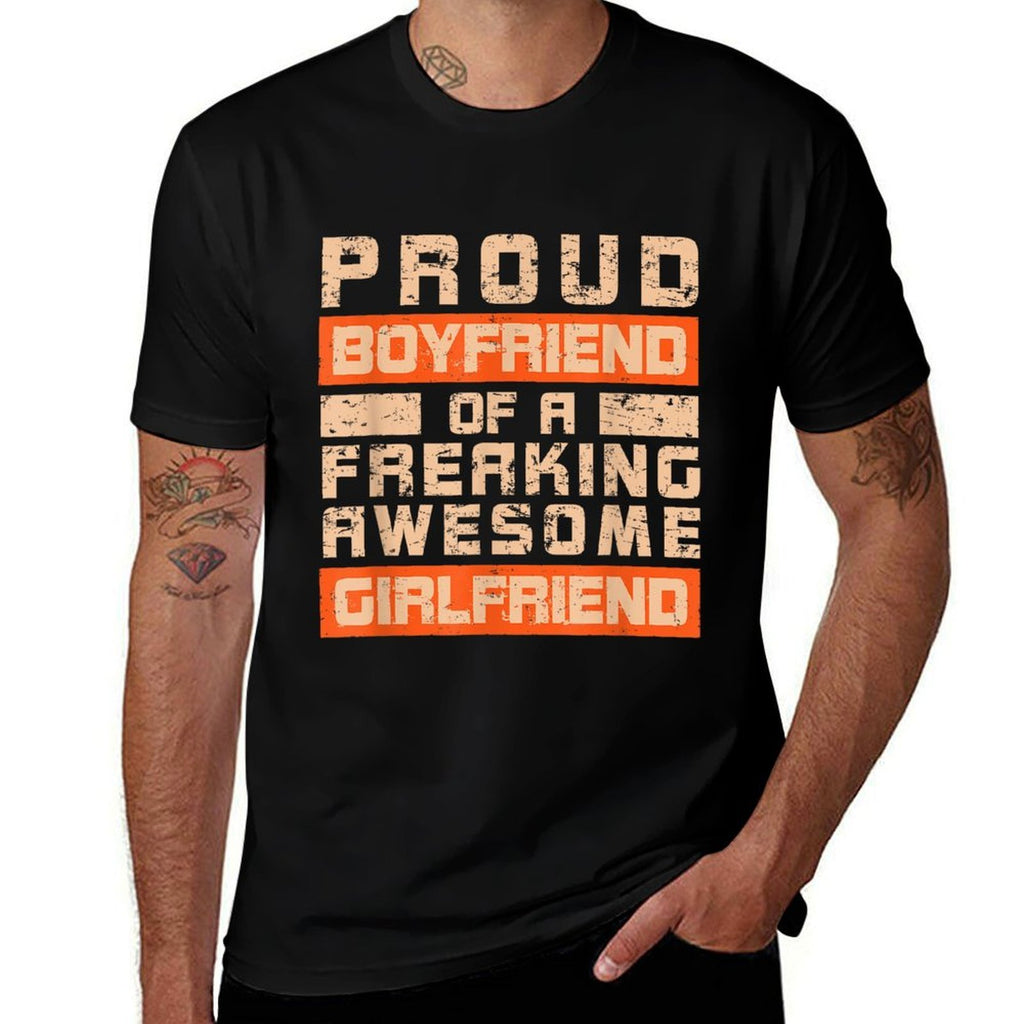 Proud Boyfriend of A Freaking Awesome Girlfriend Gift Men  Graphic-printed T-Shirt