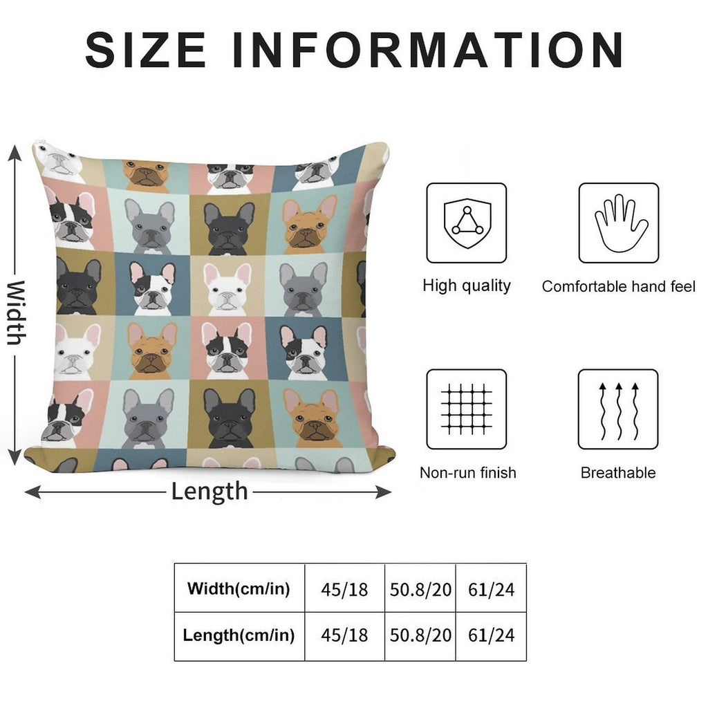 French Bulldog Portraits Pattern Dog Person Gift Love Animal Pet Puppy Frenchie Bulldog Valentines Soft Ultra-Soft Texture Throw Pillow