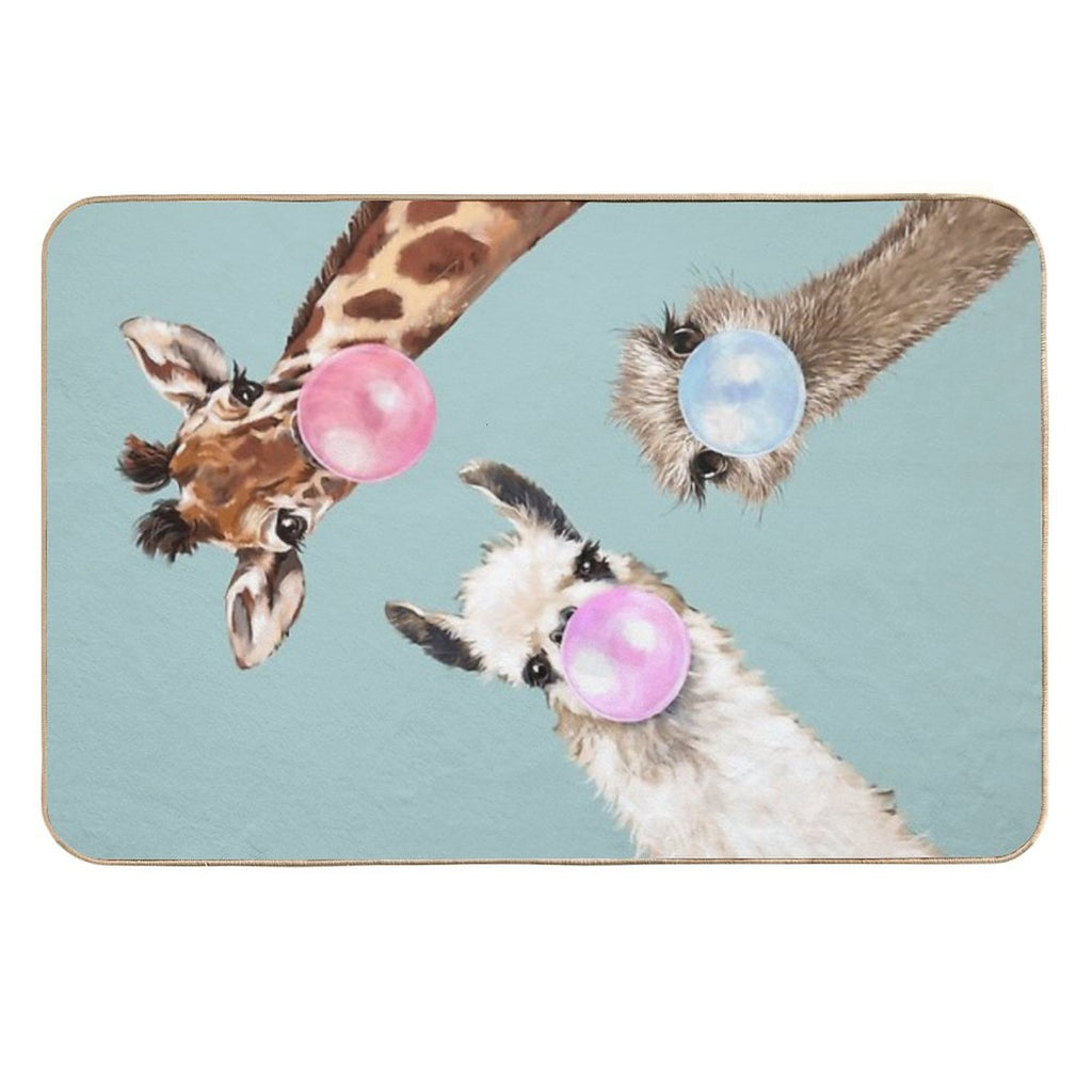 Bubble Gum Gang in Blue  Non-Slip Bath Mat