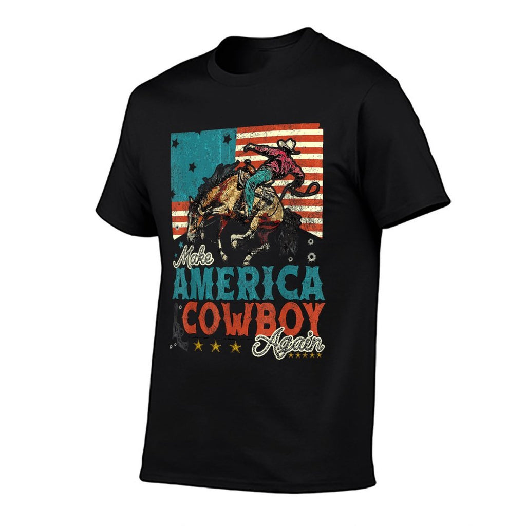 Make America Cowgirl Cowboy Again Western 4th Of July  Eco-friendly Material T-Shirt