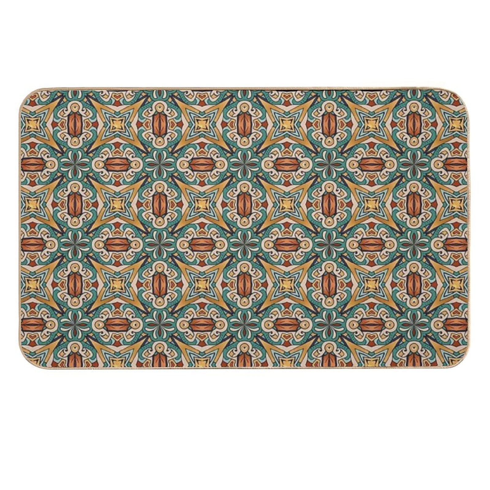 Aztec Art Tile Mexican Textiles Pattern  Long-Lasting Bath Mat