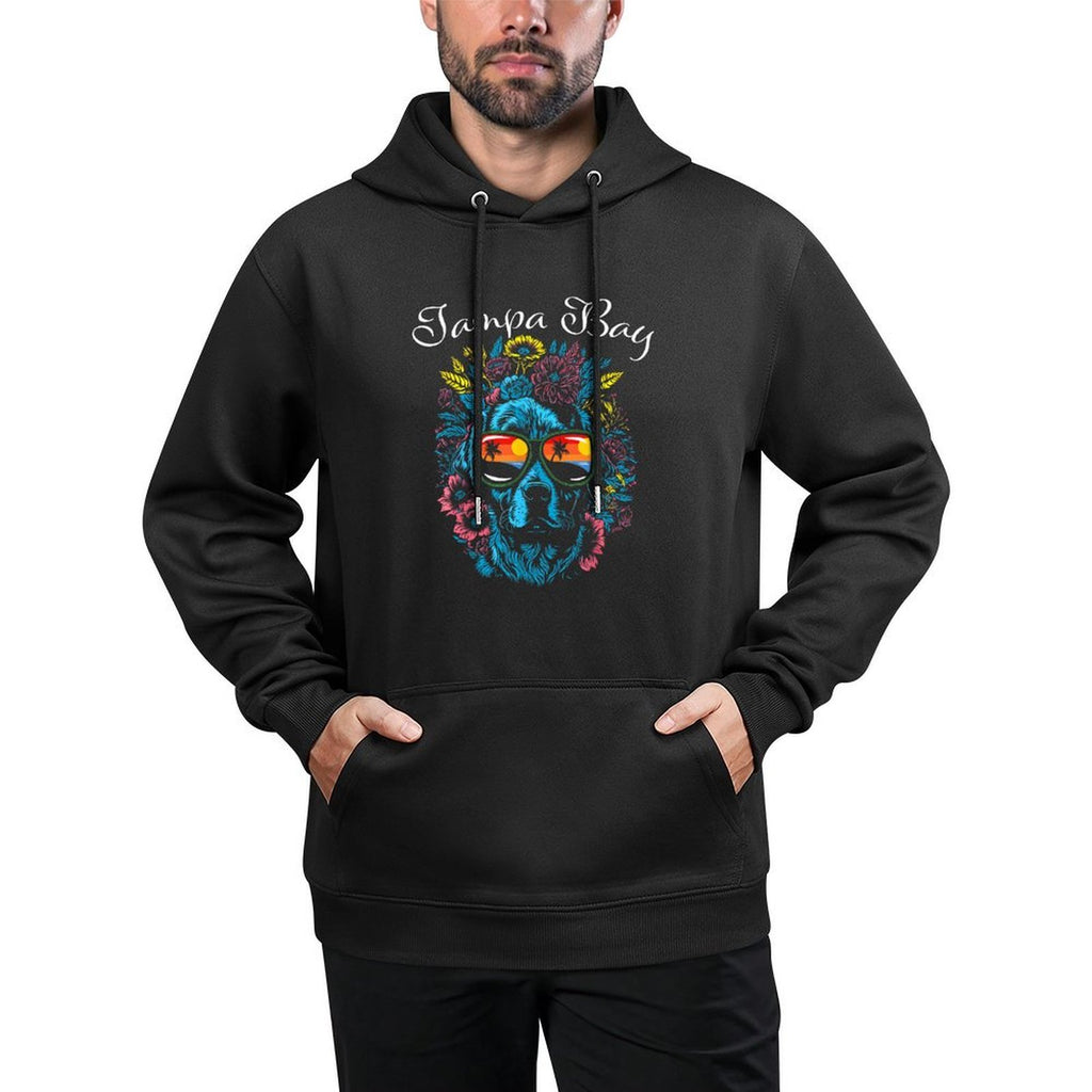 Tampa Bay FL Dog Wearing Sunglasses Abstract Design All-Day Comfort Hoodie