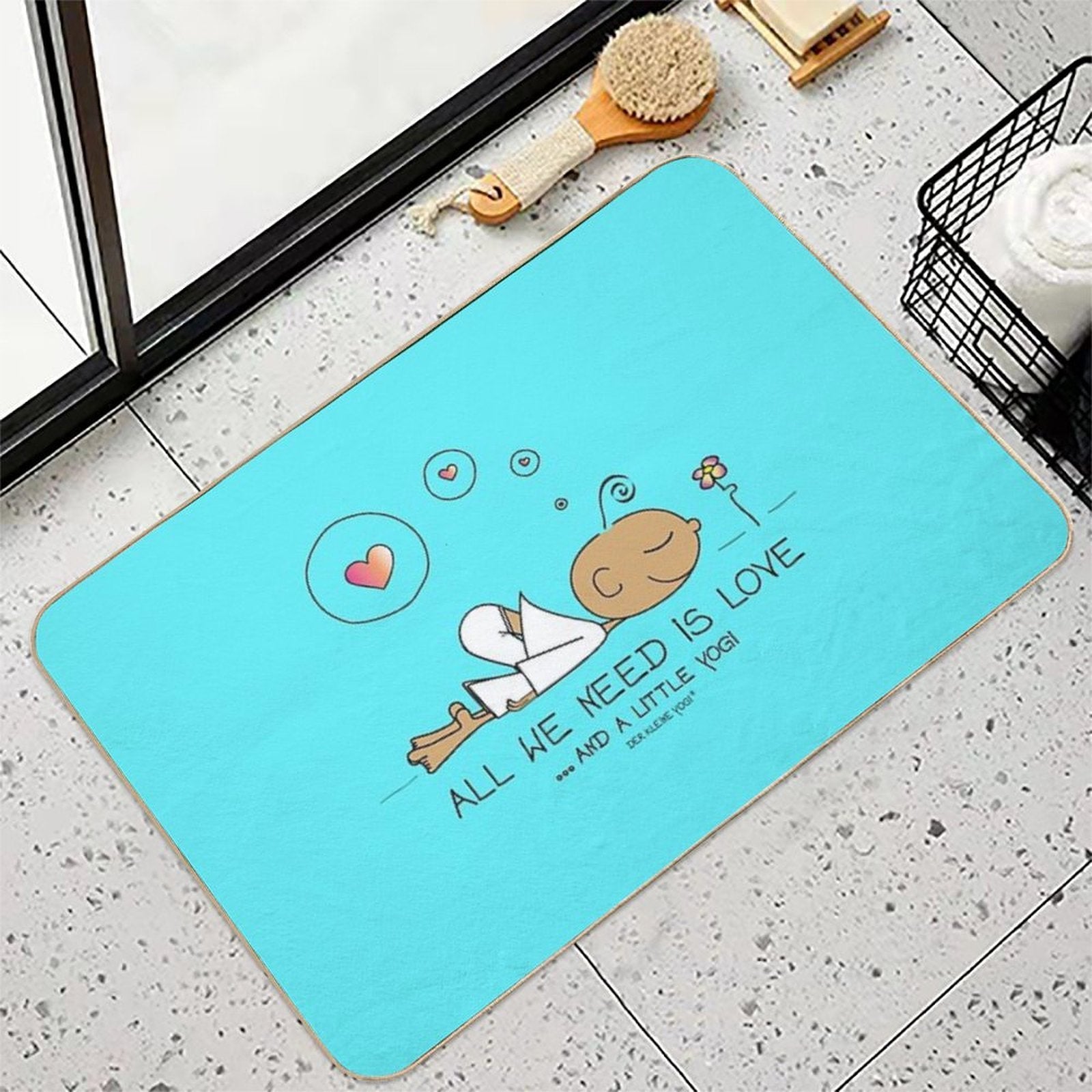 All We Need Is Love And A Litte Yogi  Anti-Trip Bath Mat